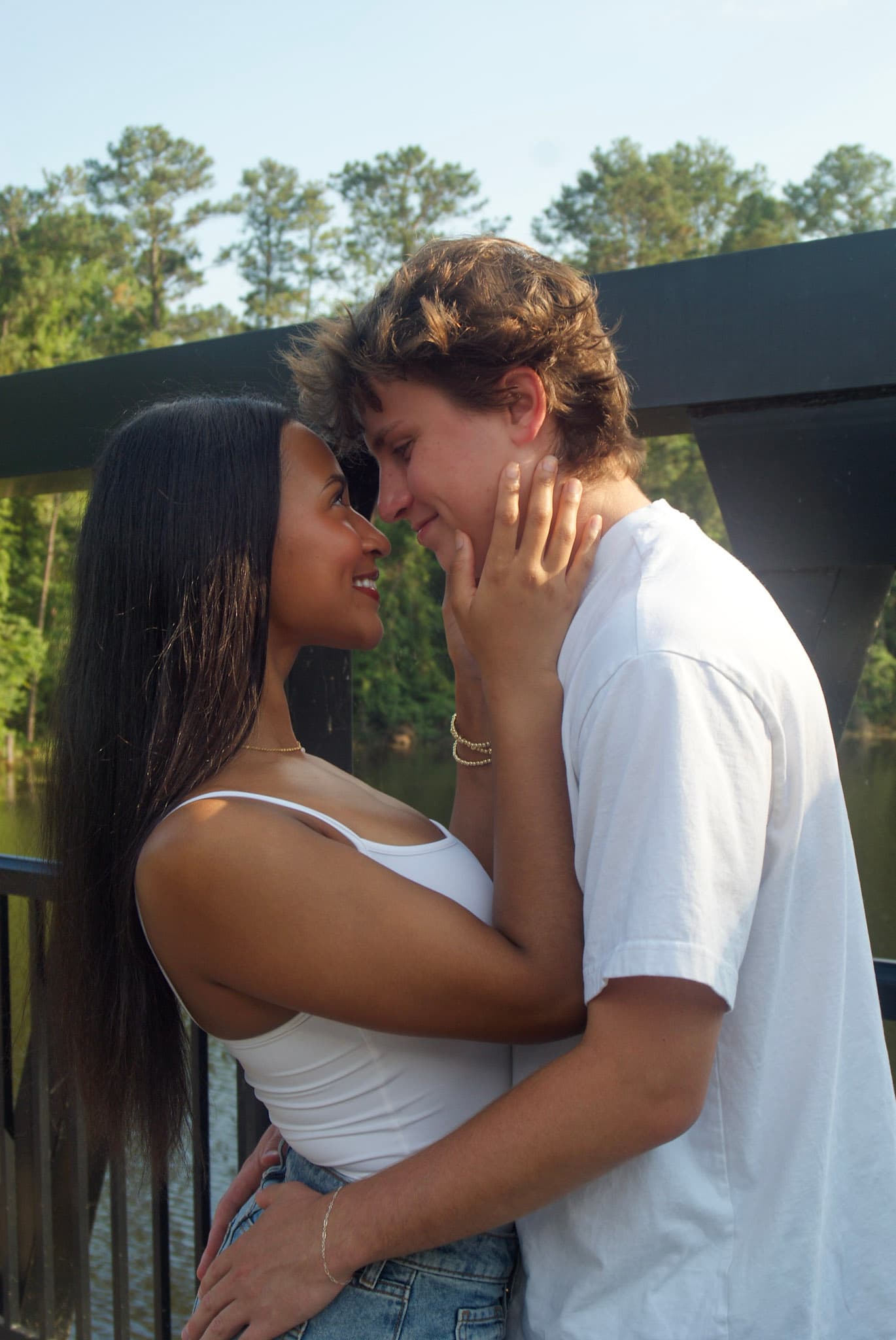 Close couples portrait with a soft romantic pose