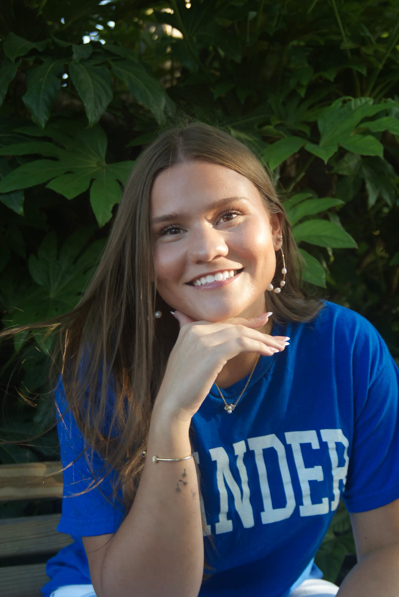 Graduation portrait with campus styling